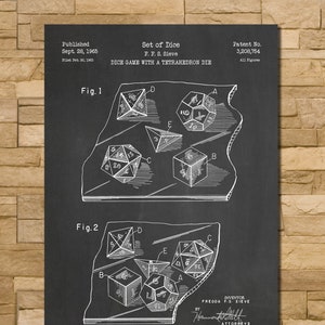 D&D Dice Set Patent Print Art 1965