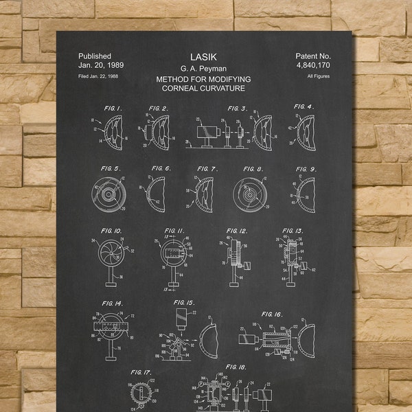 LASIK Laser Eye Surgery Patent Print Art 1989