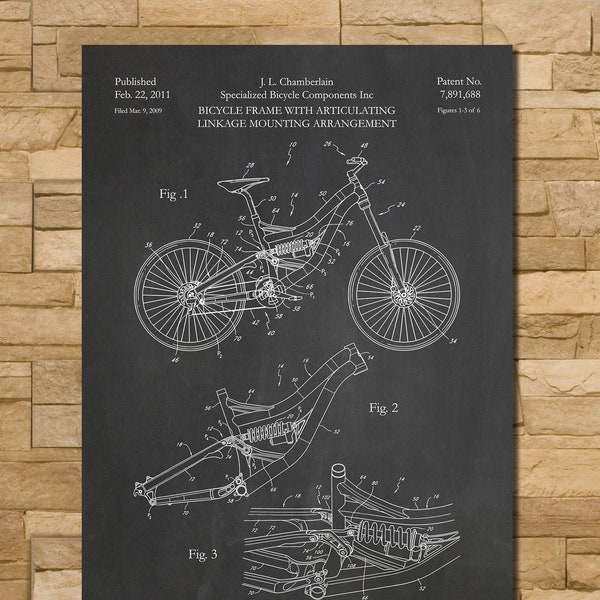 Specialized Mountain Bike Patent Print Art 2011