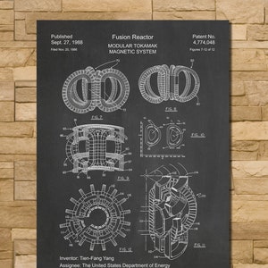 Tokamak Fusion Reactor Patent Print Art 1988