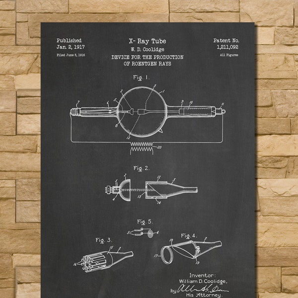 X-Ray Tube Patent Print Art 1917