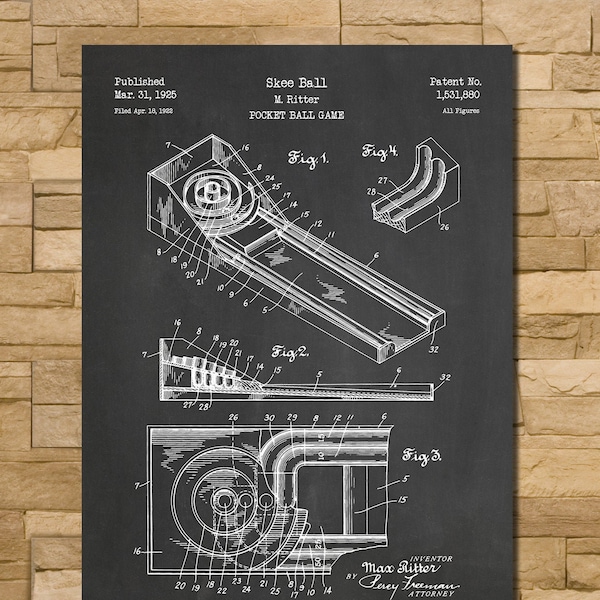 Skee Ball Patent Print Art 1960