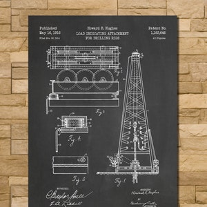 Oil Rig Patent Print Art 1916