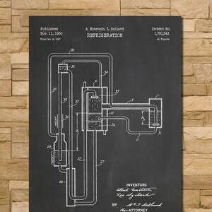 Refrigeration Albert Einstein Patent Print Art 1930
