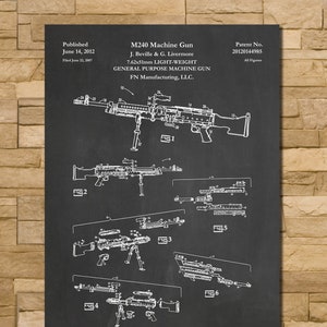 M240 Machine Gun Patent Print Art 2012