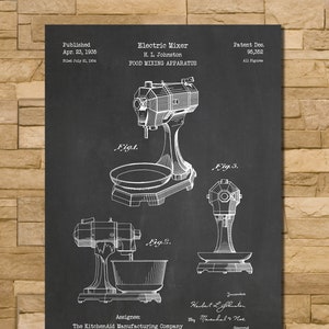 Art Print Depicting KitchenAid Mixer Patent 1935