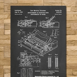 May include: Black and white technical drawing of a dot matrix printer patent. The drawing shows the printer's internal components and a diagram of the printing process. The patent number is 5,240,336 and the patent was filed on August 31, 1993. The patent was filed by Matsushita Electric Industrial Co., Ltd.
