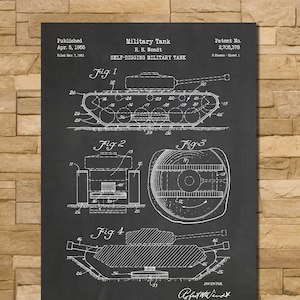 Military Tank Patent Print Art 1951