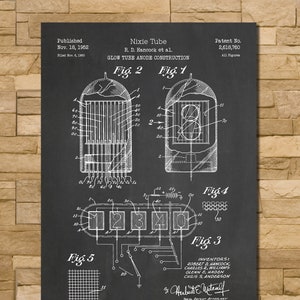 Nixie Tube Patent Print Art 1952