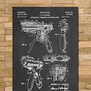 Rivet Gun Patent Print Art 1973 - Etsy
