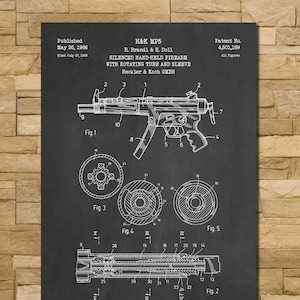 Patent Art for MP5 Submachine Gun 1985