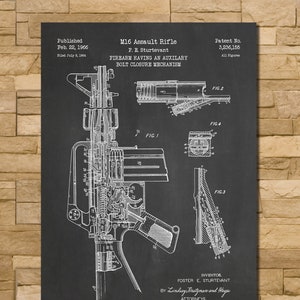 M16 Assault Rifle Patent Print Art 1966