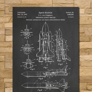 NASA Space Shuttle Patent Print Art 1975 image 1
