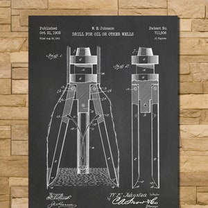 Oil Drill Patent Print Art 1902