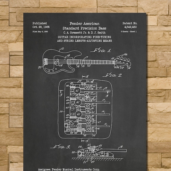 Brevet Art pour Fender Bass Guitar 1985