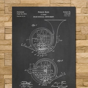 French Horn Patent Print Art 1914