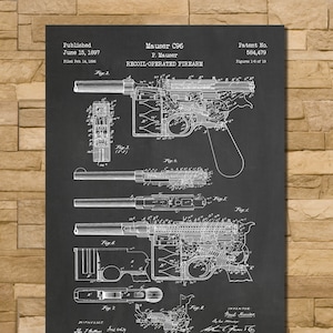 Mauser C96 Patent Print Art 1897