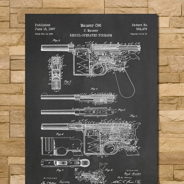 Mauser C96 Patent Print Art 1897