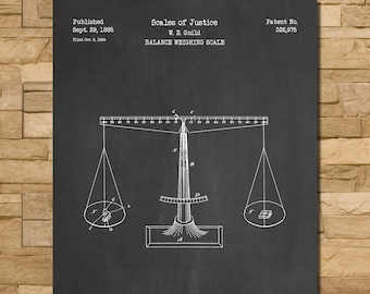 Scales of Justice Patent Print Art 1885