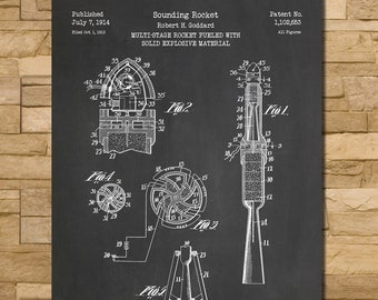 Goddard Rocket Patent Print Art 1914
