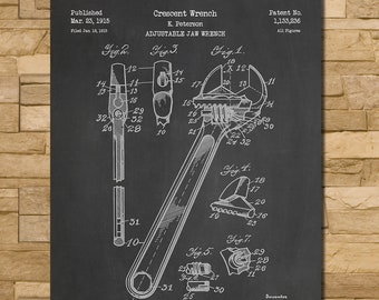 Monkey Wrench Patent Print Art 1915