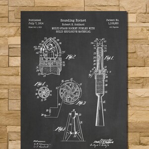 Goddard Rocket Patent Print Art 1914