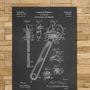 Monkey Wrench Patent Print Art 1915