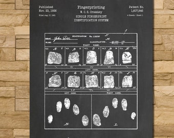 Fingerprint Analysis Patent Print Art 1926