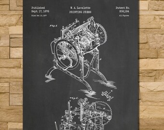 Printing Press Patent Print Art 1878