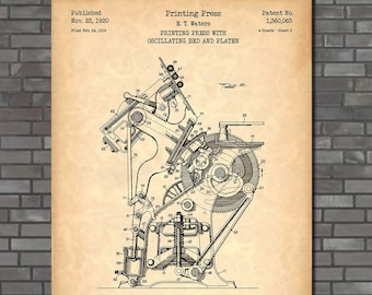 Printing Press Patent Print Art 1920