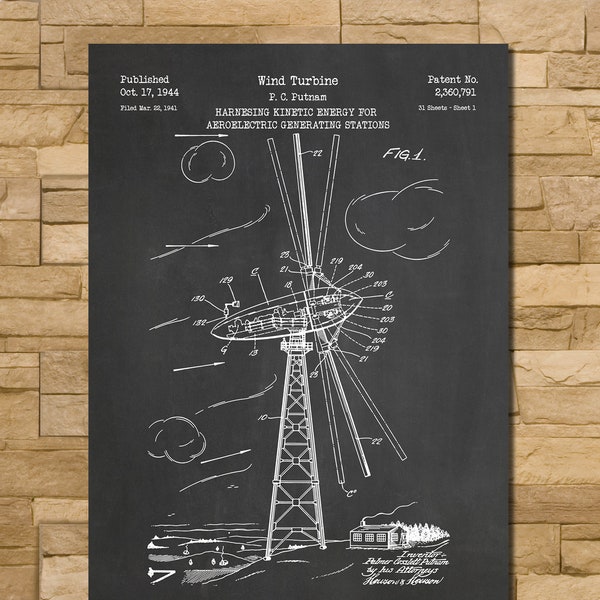 Art de l’impression de brevet d’éolienne 1944