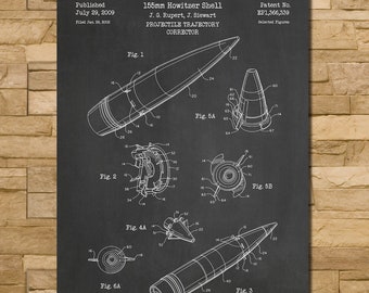 155mm Howitzer Shell Patent Print Art 2009