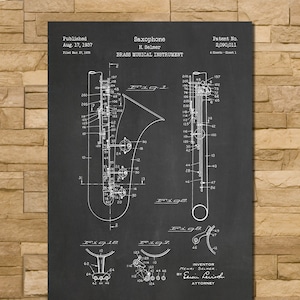 Saxophone Patent Print Art 1937