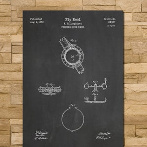 First Fishing Fly Reel Patent Print Art 1859