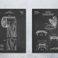 Set of 2 Toilet Wall Art Print, Bathroom Decor, Vintage Patent Poster ...