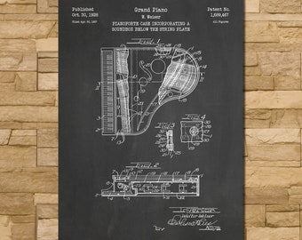 Grand Piano Patent Print Art 1928