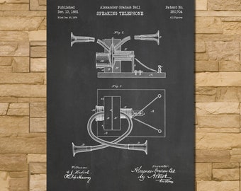 Alexander Graham Bell Telephone Patent Print Art 1881