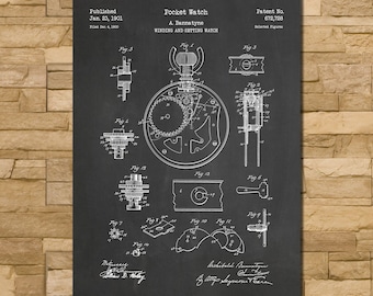Pocket Watch Patent Print Art 1901