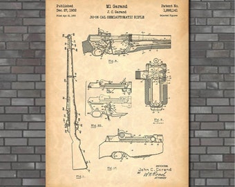 M1 Garand Rifle Patent Print Art 1932