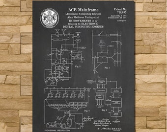 Turing Machine ACE Mainframe Computer Patent Print Art 1950