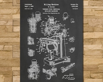 Milling Machine Patent Print Art 1959