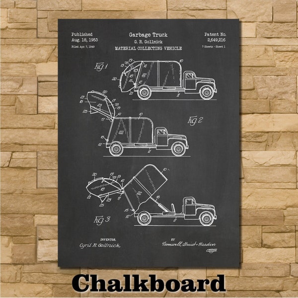 Garbage Truck Patent Print Art 1953