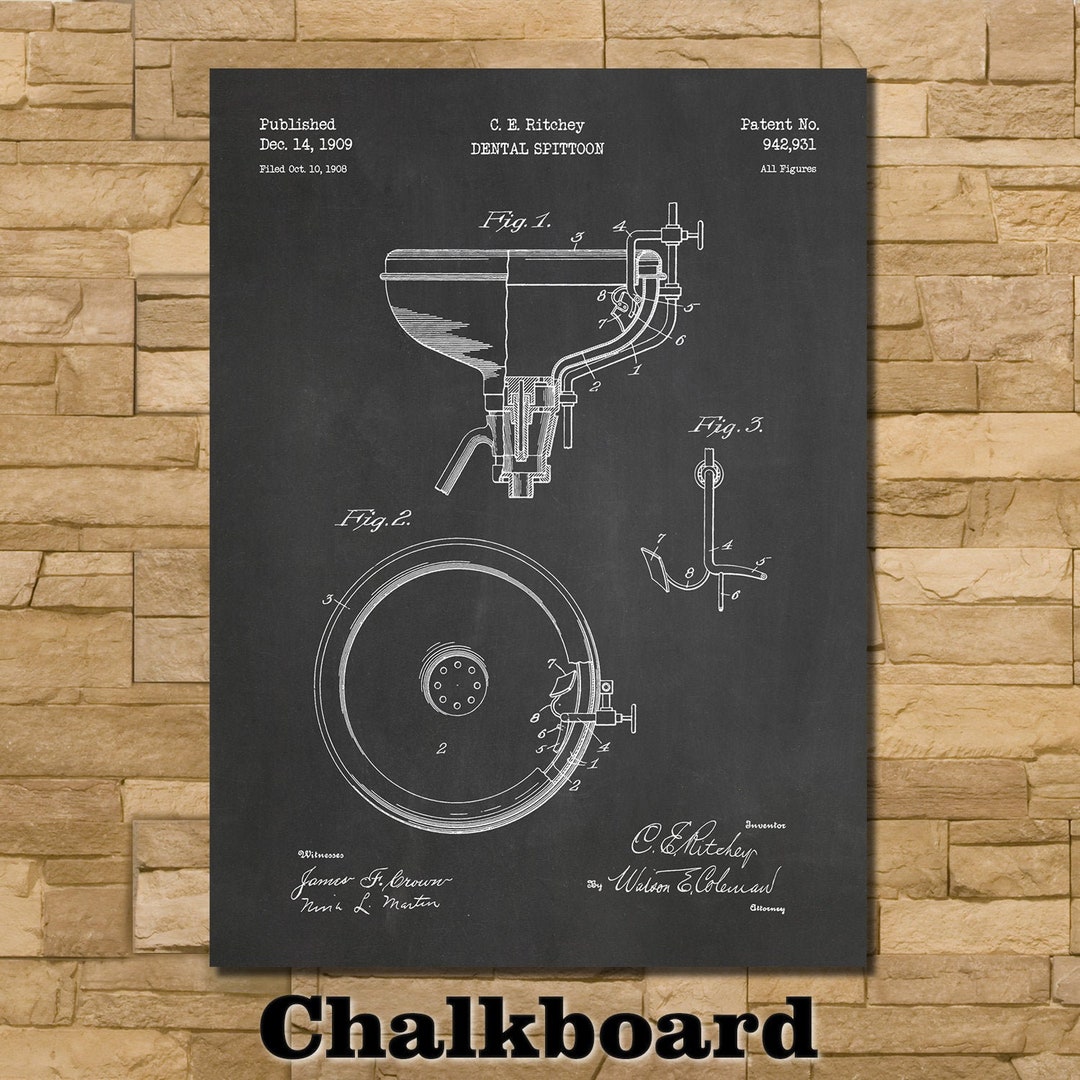 Dental Spittoon Patent Print Art 1909 - Etsy