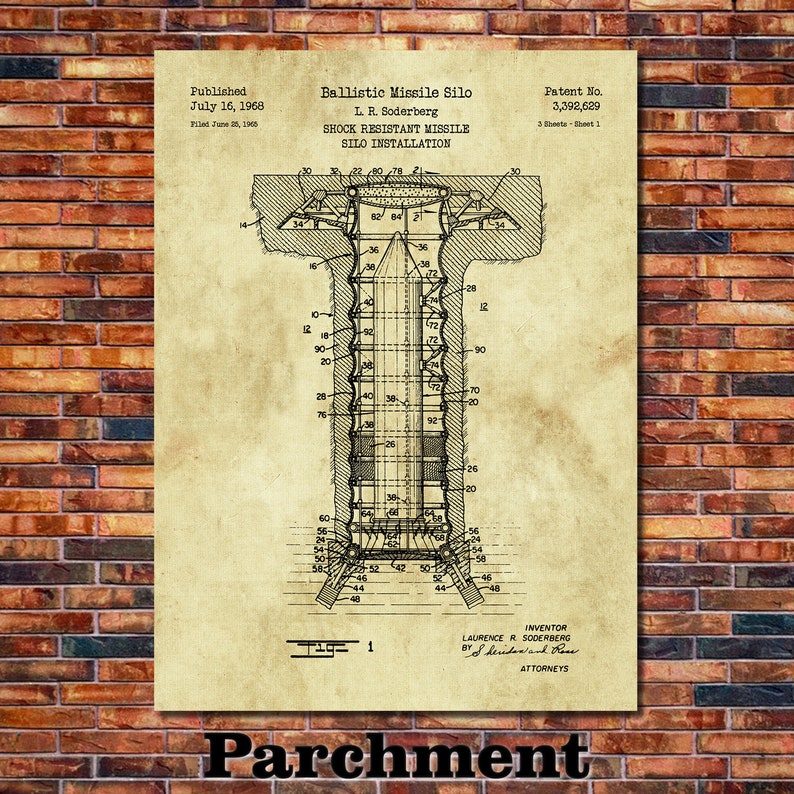 Missile Silo Patent Print Art 1968
