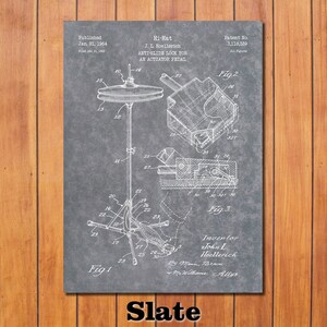 Hi-Hat Patent Print Art 1964 Slate