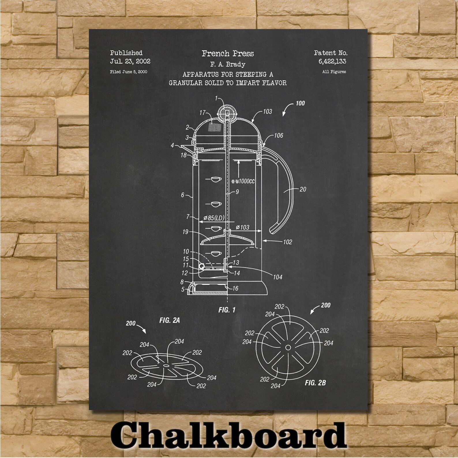 French Press Patent Print Art 2002 Etsy