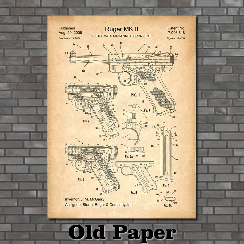 Patent Art for Ruger MKIII Target Pistol 2006 Old Paper