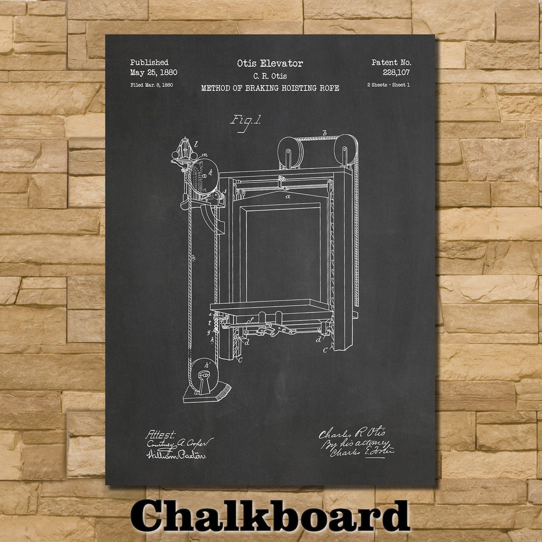 Otis Elevator Patent Print Art 1880 - Etsy