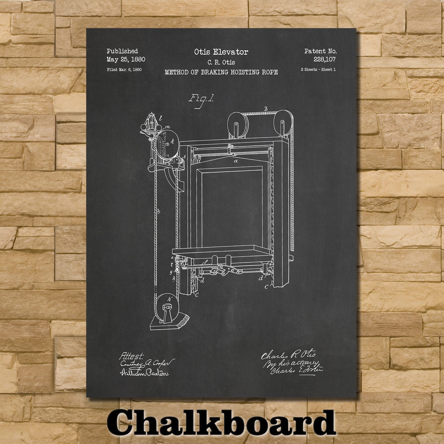 Otis Elevator Patent Print Art 1880 - Etsy