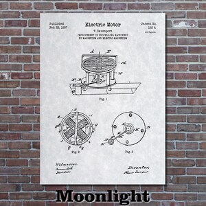 May include: A black and white illustration of a patent for an electric motor. The patent is dated February 25, 1837 and is titled "Electric Motor" by T. Davenport. The patent number is 132 A. The illustration shows a diagram of the electric motor.